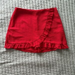 SHEIN Vibrant Red Ruffle Detail Skort